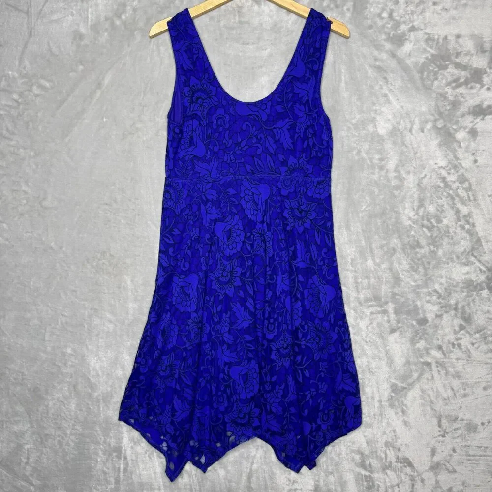 Soma Dress Womens Medium Black Purple Cutout Lace Stretch Handkerchiefs Hem - Picture 2 of 9